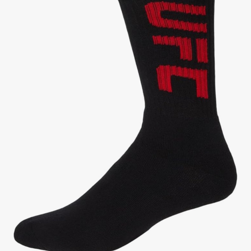 NEW UFC Crew Socks Black/Red One Size